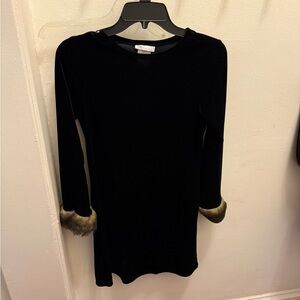 Black Dress with Faux Fur Cuffs